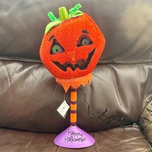 Fiber Optic Pumpkin Head on Stick - Department 56 Frankenstein Lab SLIGHT DAMAGE